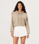 Cropped Cotton Soft Long Sleeve Pullover Hoodies Plaza Taupe - ododos