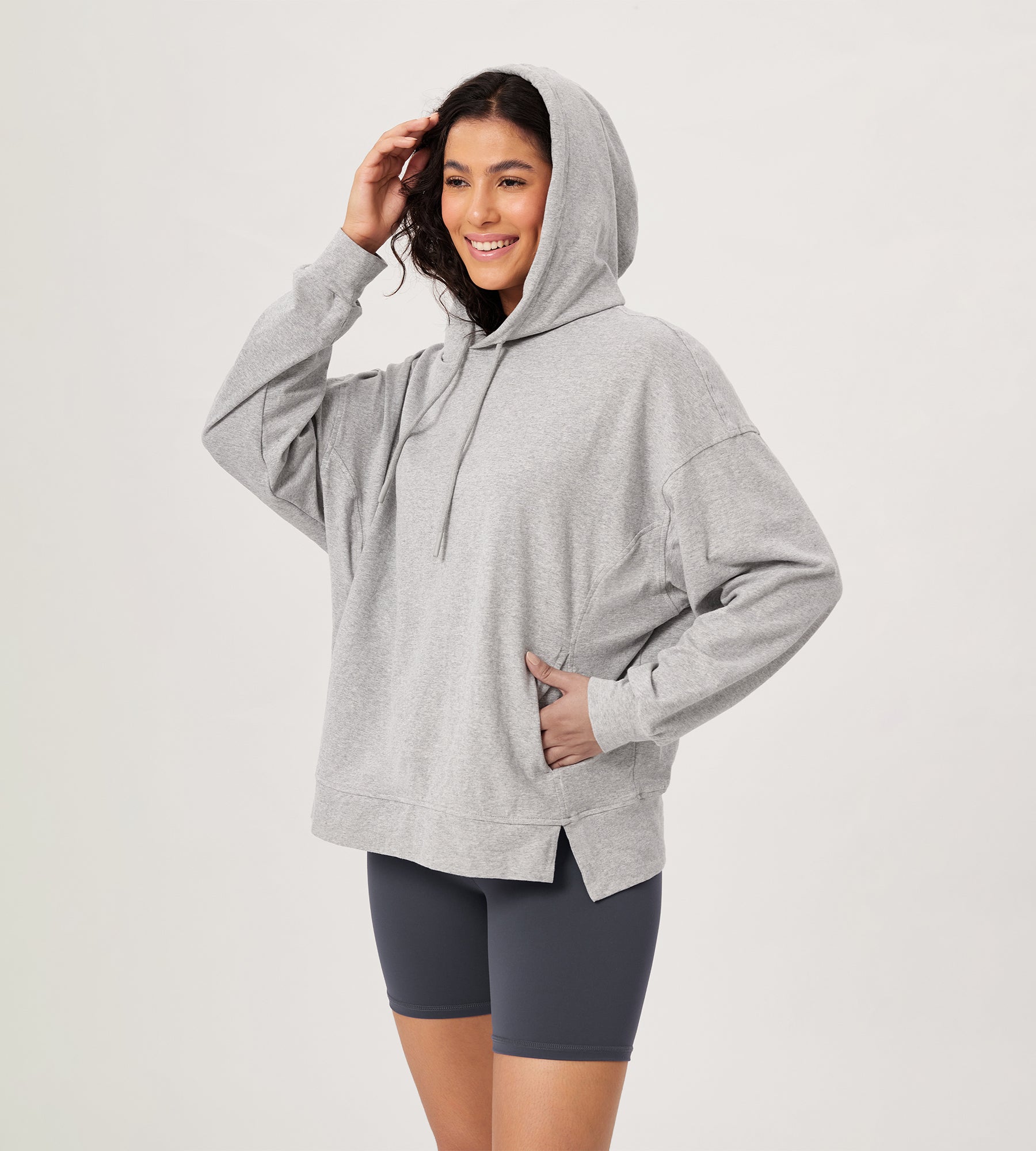 Cotton Soft Oversized Drawstring Hoodie Heather Gray - ododos