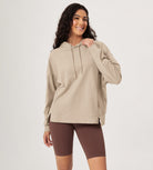 Cotton Soft Oversized Drawstring Hoodie Plaza Taupe - ododos