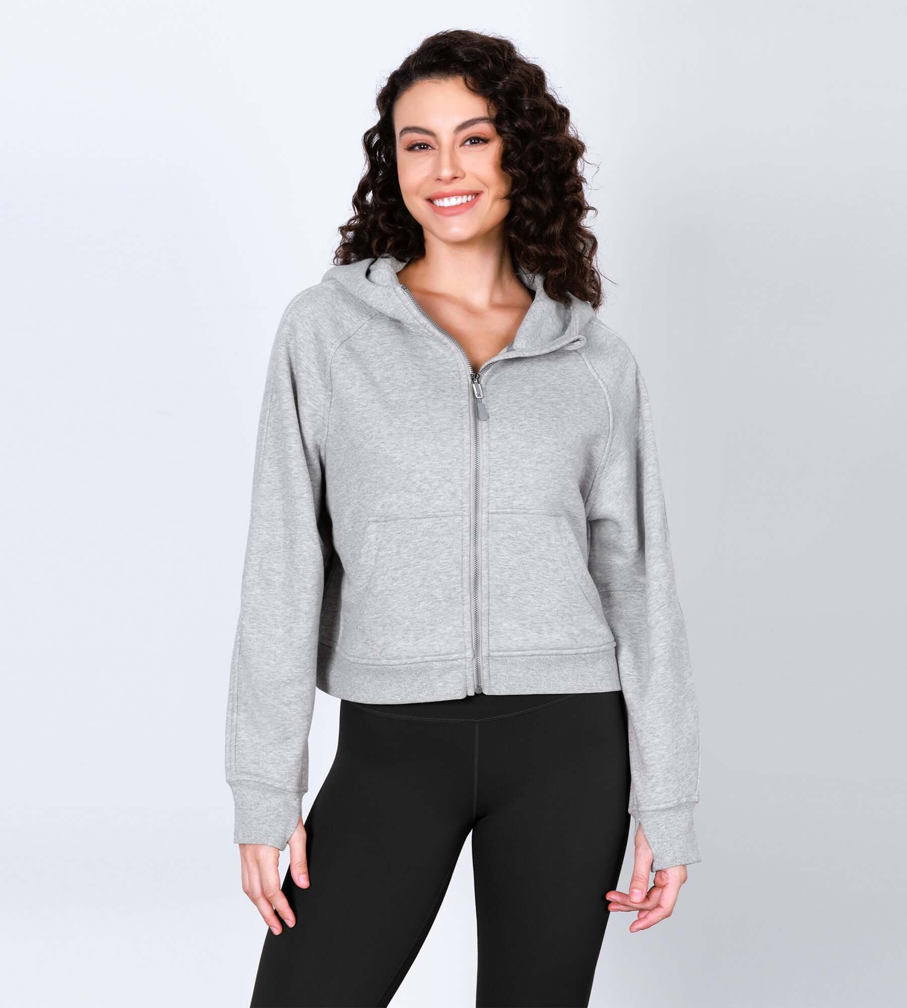 Grey cropped hoodie fashion women's