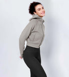 Women's Full Zipper Cropped Thumb Hole Hoodies - ododos