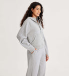 Half-Zip Fleece Lined Cropped Hoodies With Thumb Hole - ododos