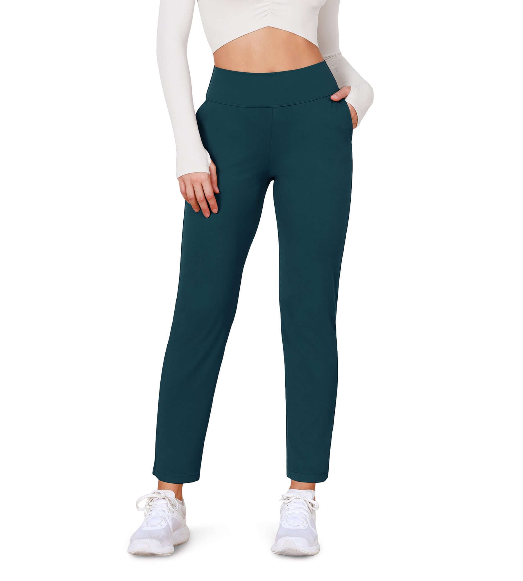 Cloud Feeling Lounge High Waist Jogger Pants with Pockets Forest Teal - ododos