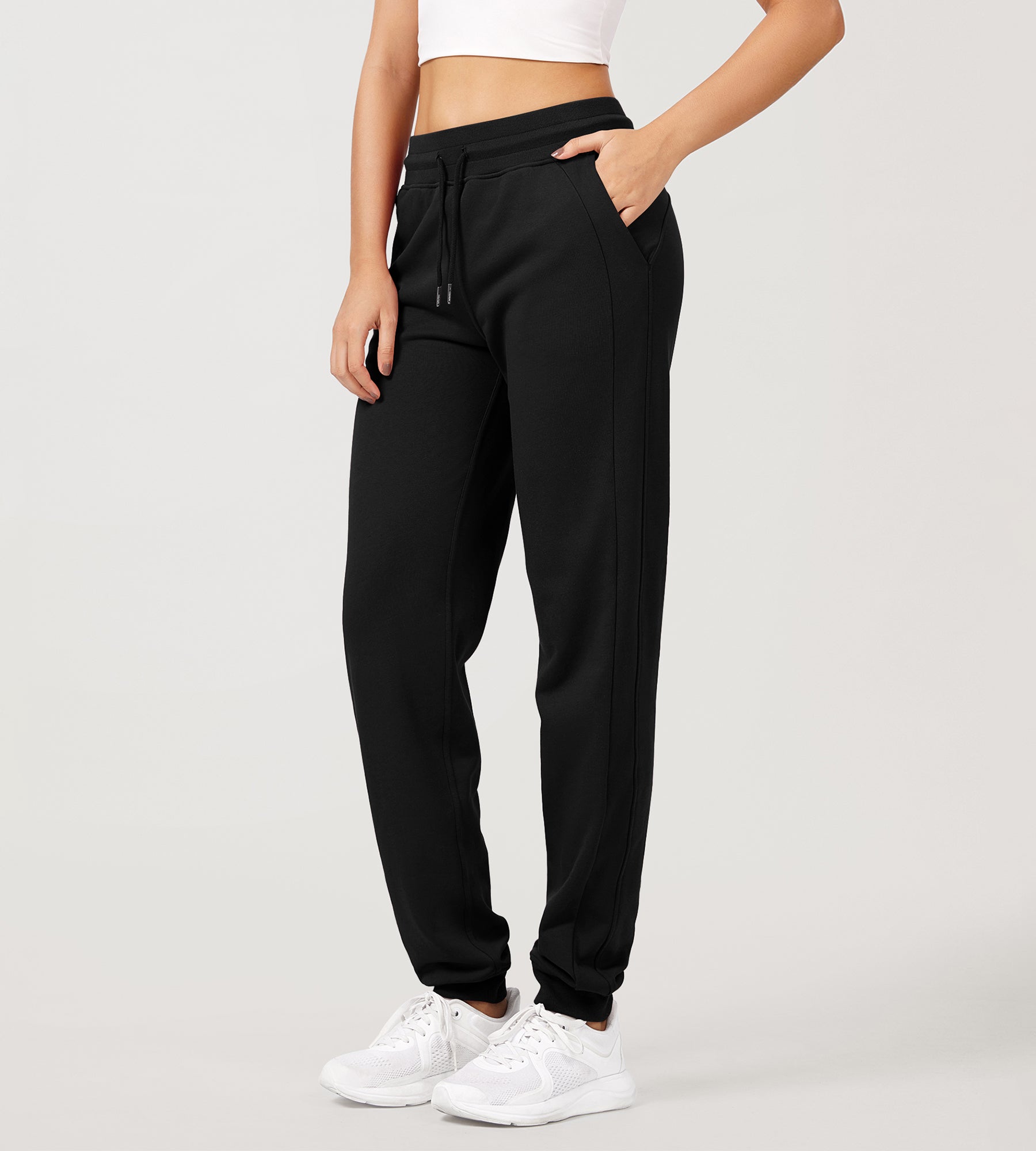 Cotton French Terry Drawstring Casual Sweatpants - ododos