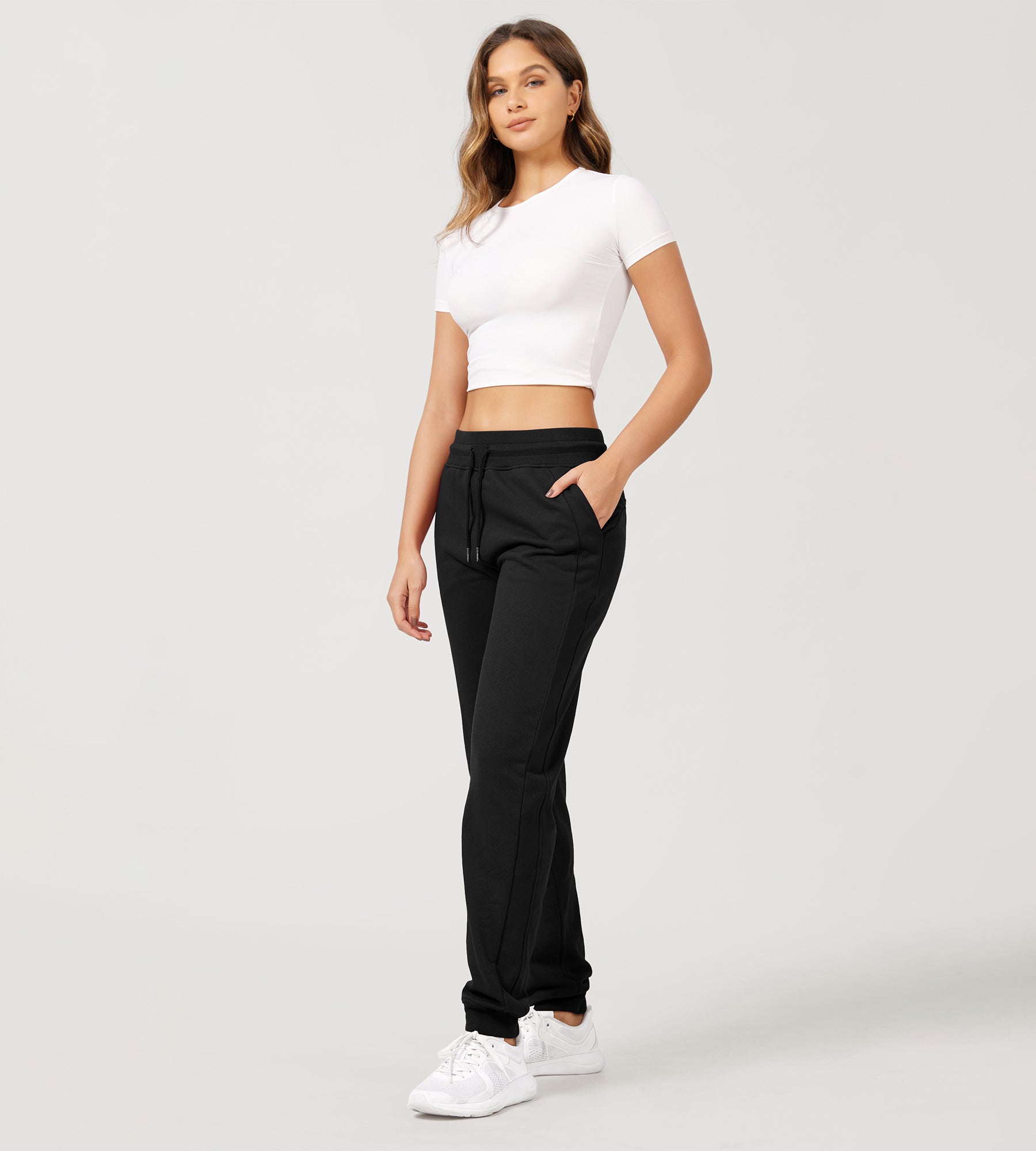 Cotton French Terry Drawstring Casual Sweatpants - ododos