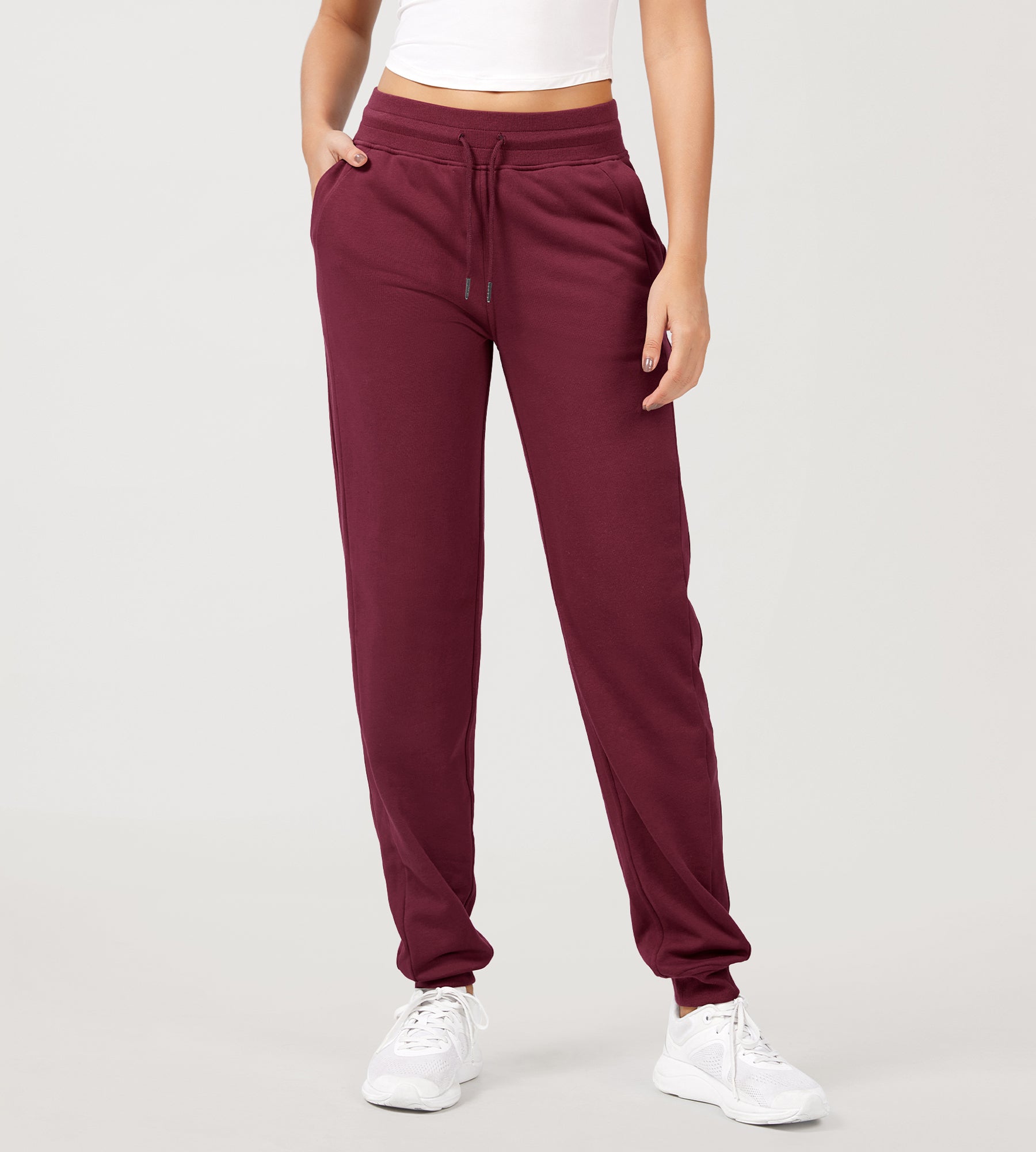 Cotton French Terry Drawstring Casual Sweatpants - ododos