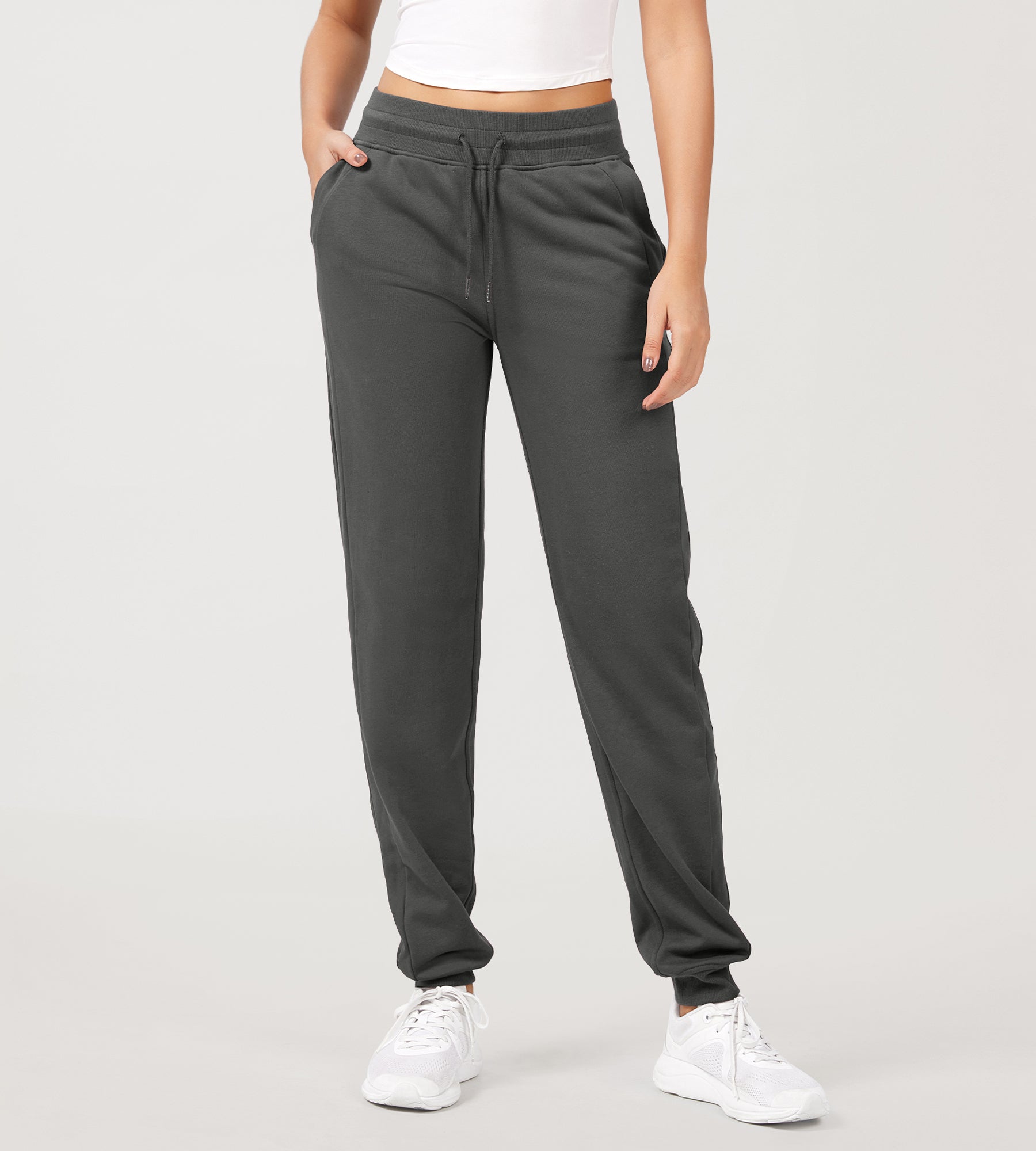 Cotton French Terry Drawstring Casual Sweatpants - ododos