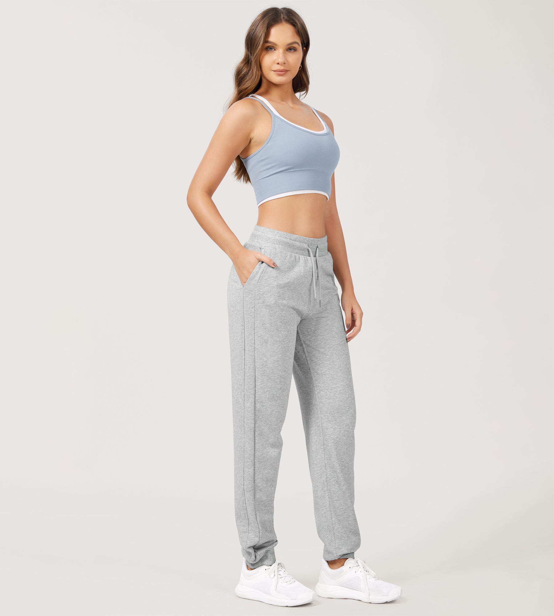 Cotton French Terry Drawstring Casual Sweatpants - ododos