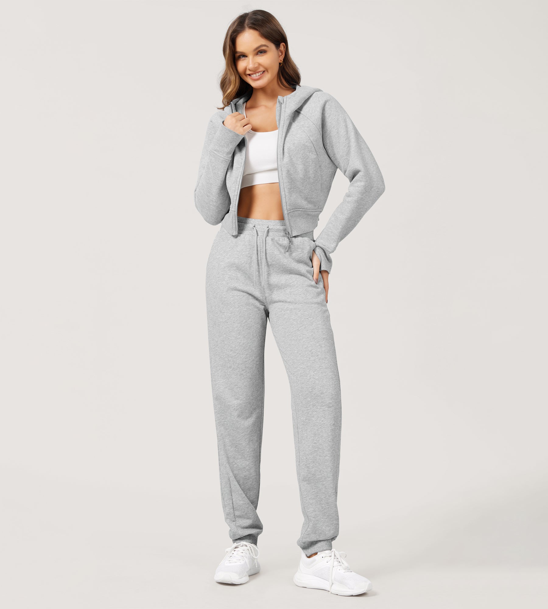 Cotton French Terry Drawstring Casual Sweatpants - ododos