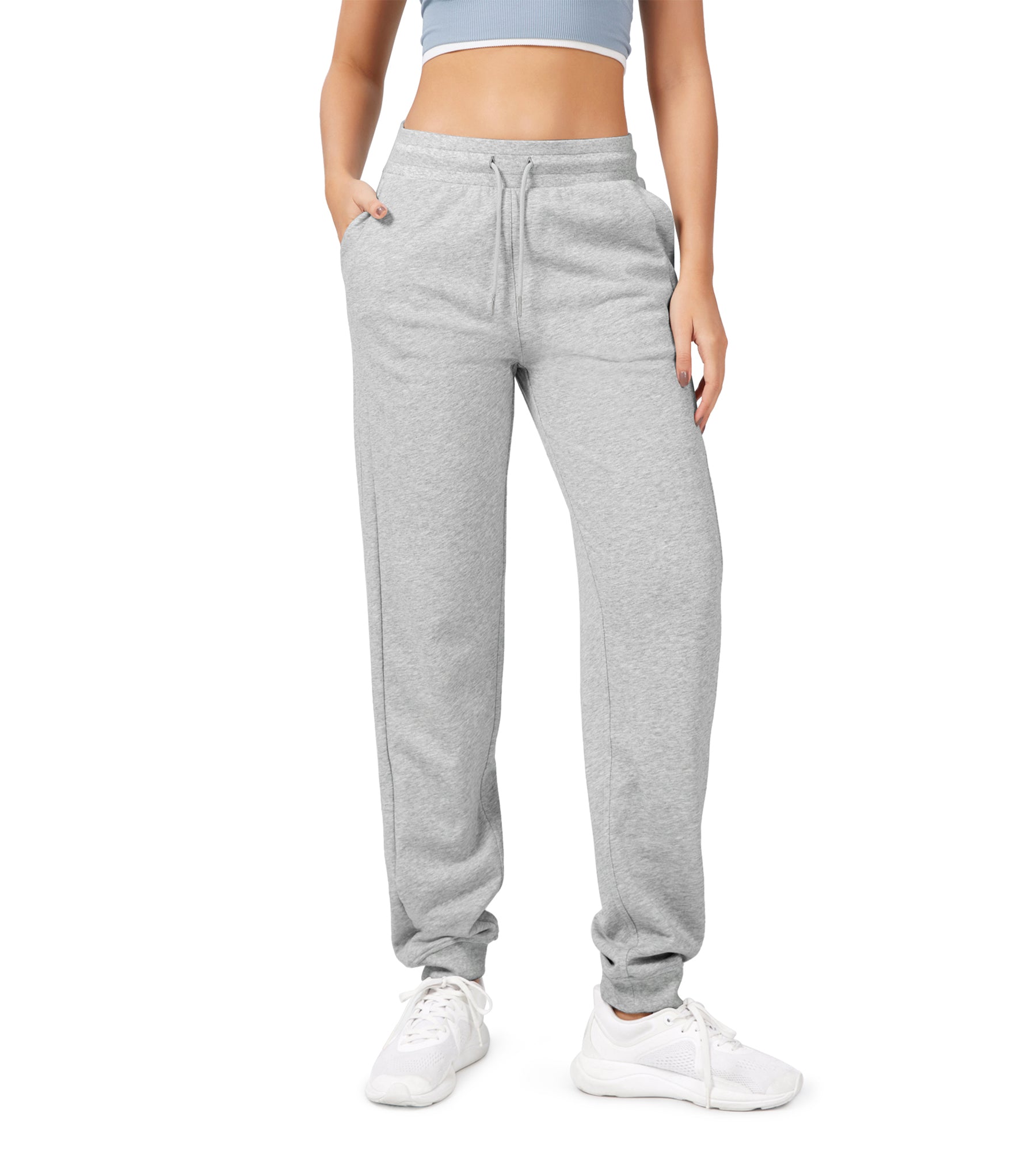 Cotton French Terry Drawstring Casual Sweatpants - ododos