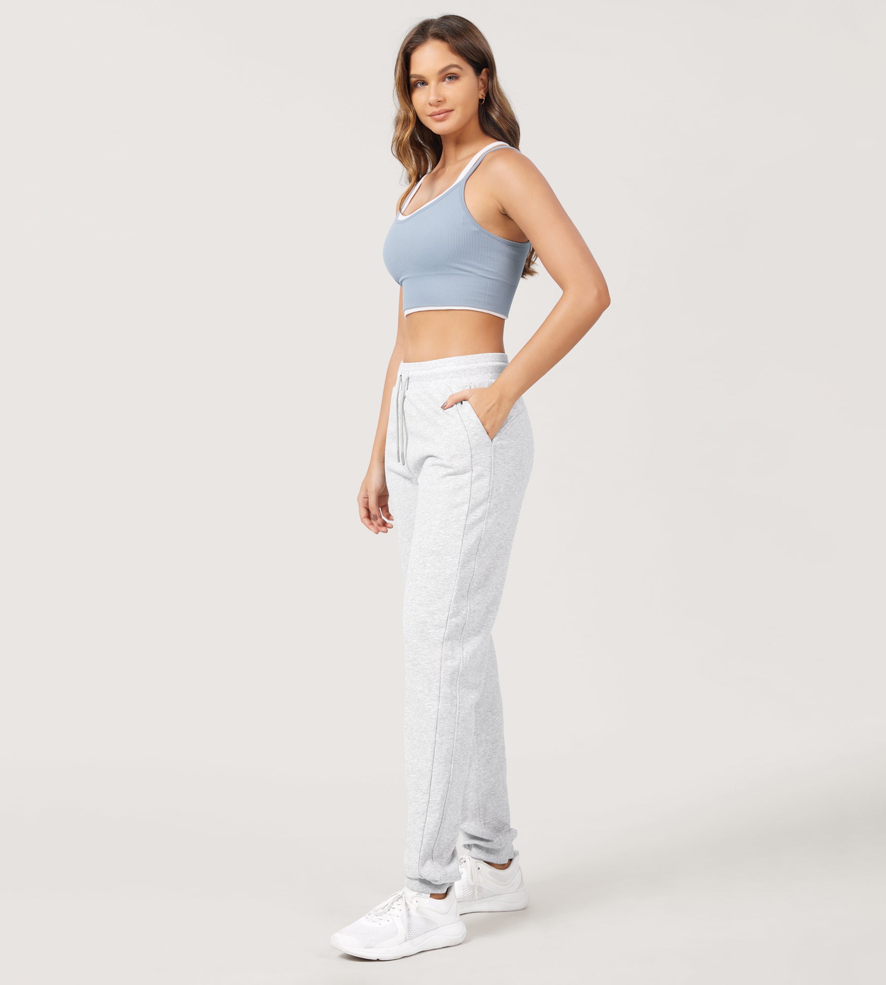 Cotton French Terry Drawstring Casual Sweatpants - ododos