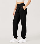 Cotton French Terry High Waist Drawstring Lounge Pants - ododos