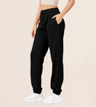 Cotton French Terry High Waist Drawstring Lounge Pants - ododos