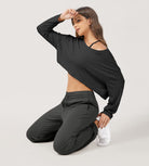 Cotton French Terry High Waist Drawstring Lounge Pants - ododos