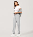 Cotton French Terry High Waist Drawstring Lounge Pants - ododos