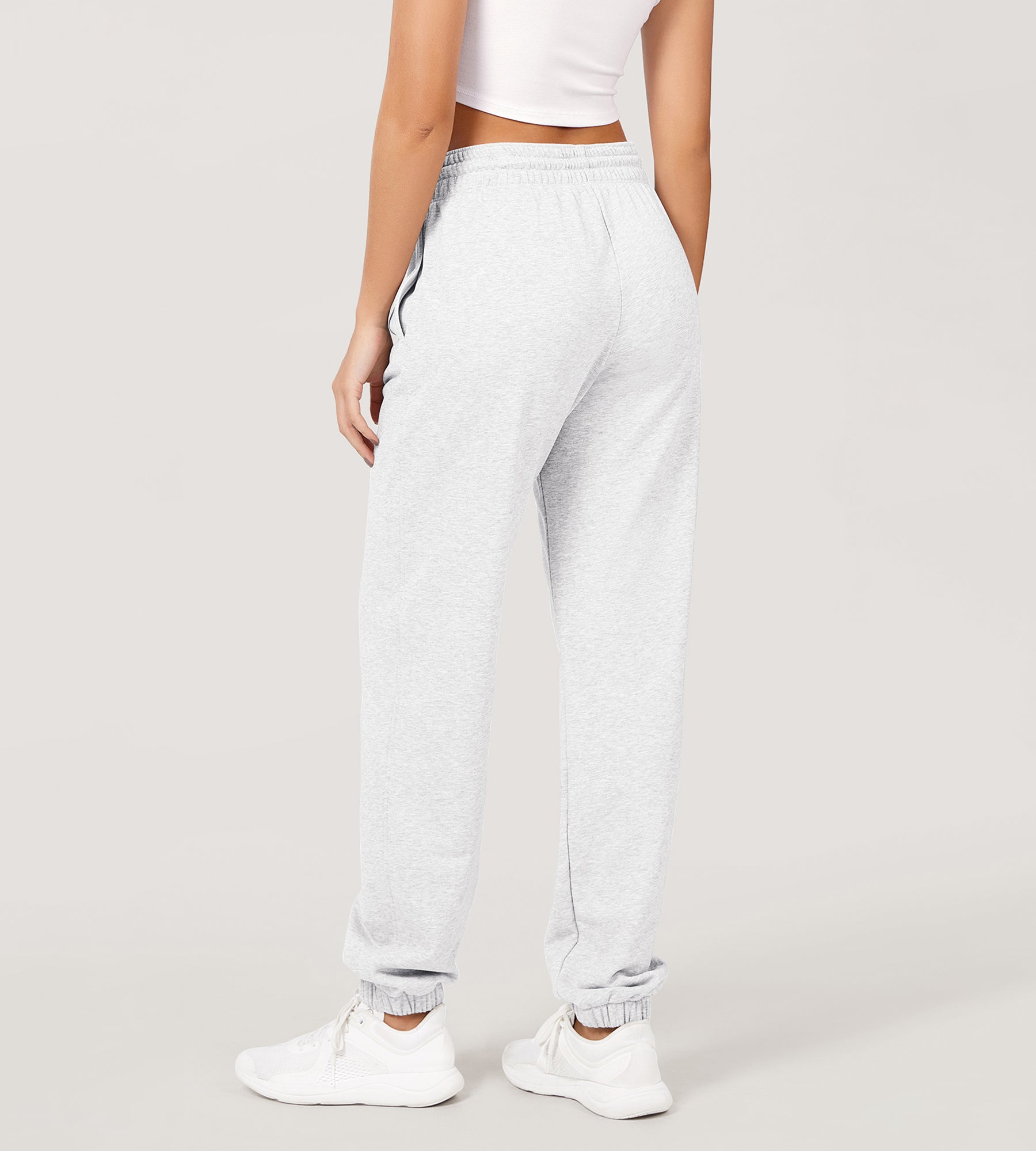 Cotton French Terry High Waist Drawstring Lounge Pants - ododos