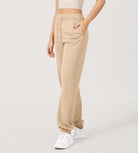 Cotton French Terry High Waist Drawstring Lounge Pants - ododos