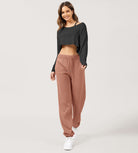 Cotton French Terry High Waist Drawstring Lounge Pants - ododos