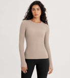 Seamless Long Sleeve Workout Yoga Shirts with Thumb Hole - ododos