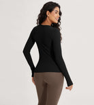 Seamless Long Sleeve Workout Yoga Shirts with Thumb Hole - ododos