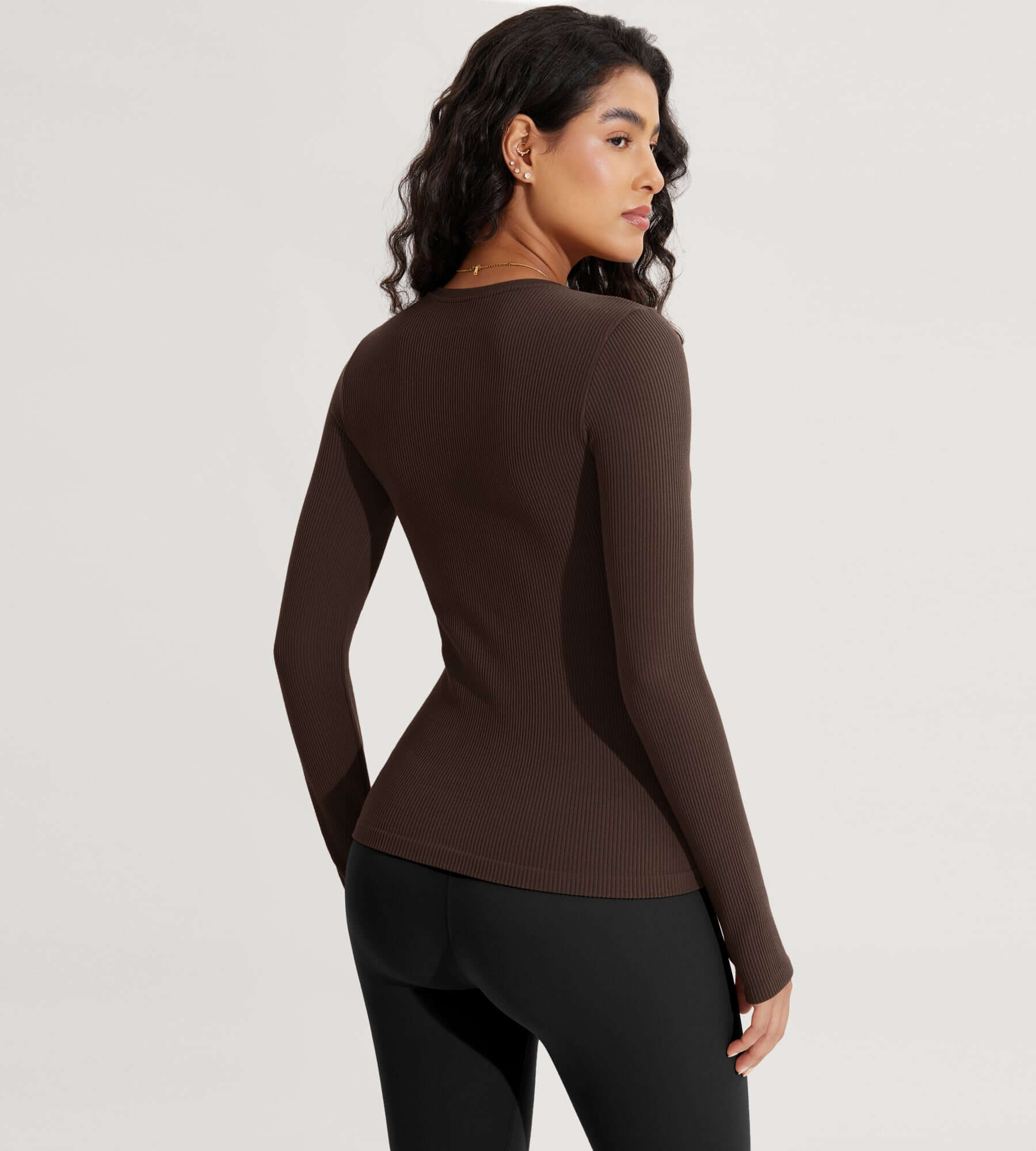 Seamless Long Sleeve Workout Yoga Shirts with Thumb Hole - ododos