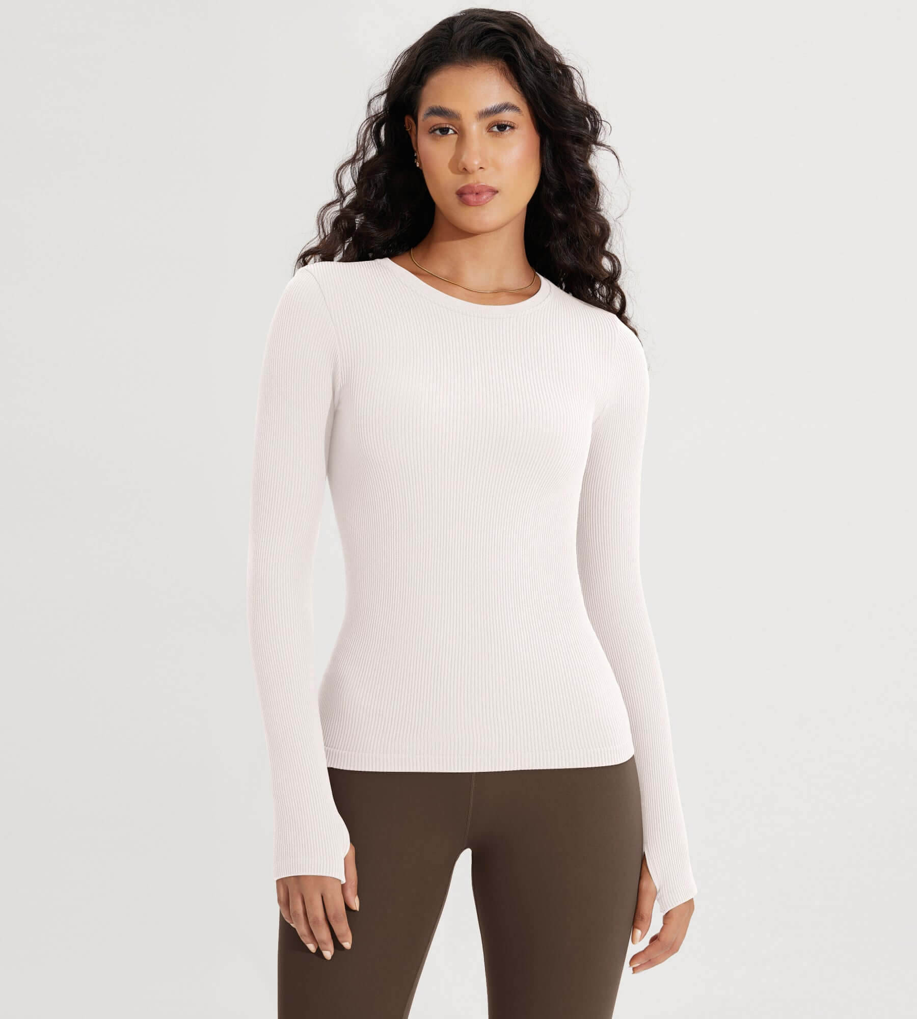 Seamless Long Sleeve Workout Yoga Shirts with Thumb Hole - ododos