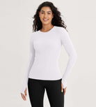 Seamless Long Sleeve Workout Yoga Shirts with Thumb Hole - ododos