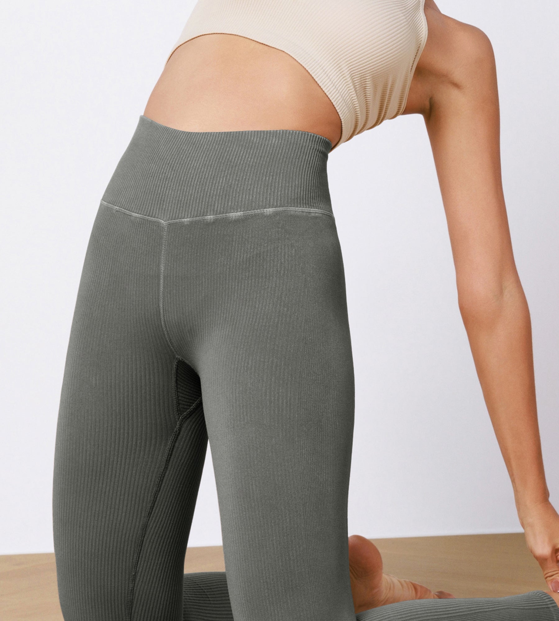 Ribbed Yoga Pants - Charcoal