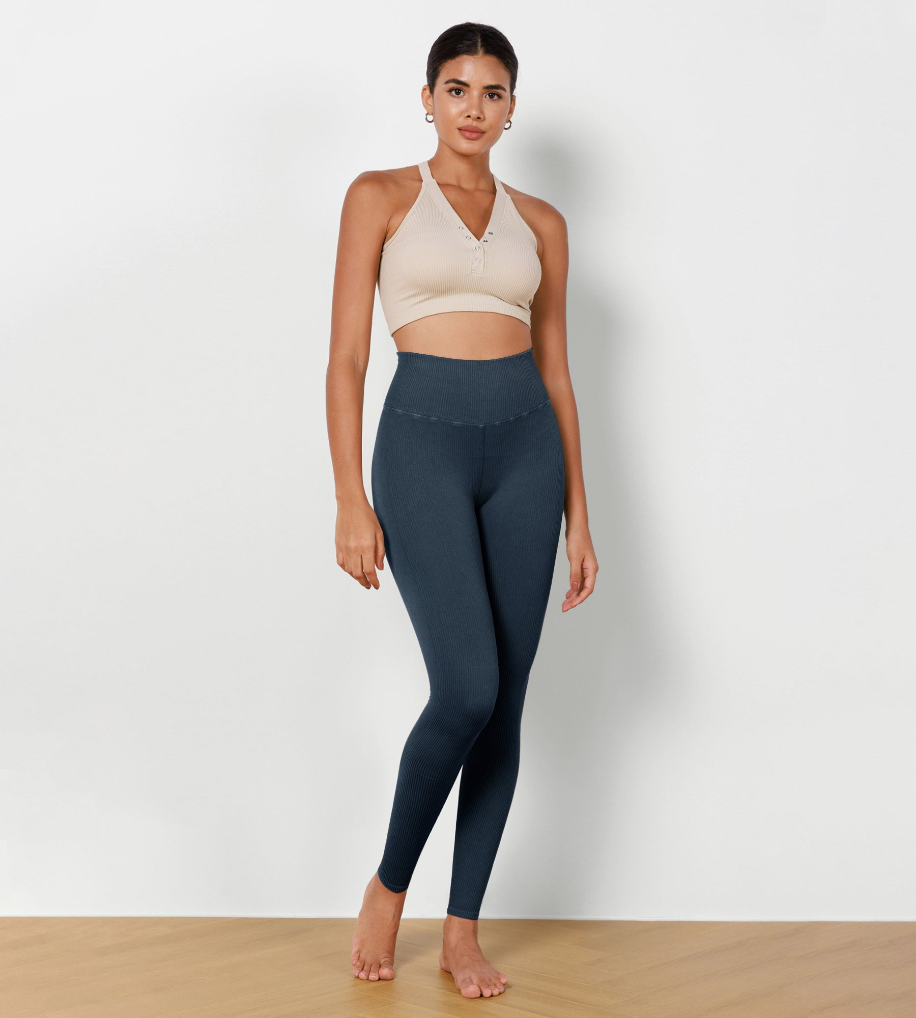 Seamless High Waisted Ribbed Yoga Leggings