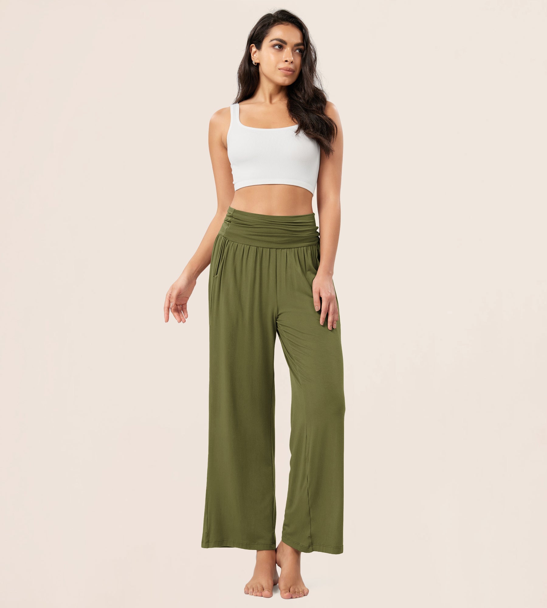 26 Wide Leg Palazzo Loose Comfy Lounge Pants with Pockets - ododos