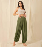 Women's Wide Leg Loose Draped Harem Pants with Pockets - ododos