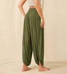 Women's Wide Leg Loose Draped Harem Pants with Pockets - ododos