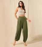 Women's Wide Leg Loose Draped Harem Pants with Pockets - ododos