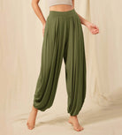 Women's Wide Leg Loose Draped Harem Pants with Pockets - ododos