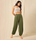 Women's Wide Leg Loose Draped Harem Pants with Pockets - ododos