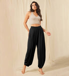 Women's Wide Leg Loose Draped Harem Pants with Pockets - ododos