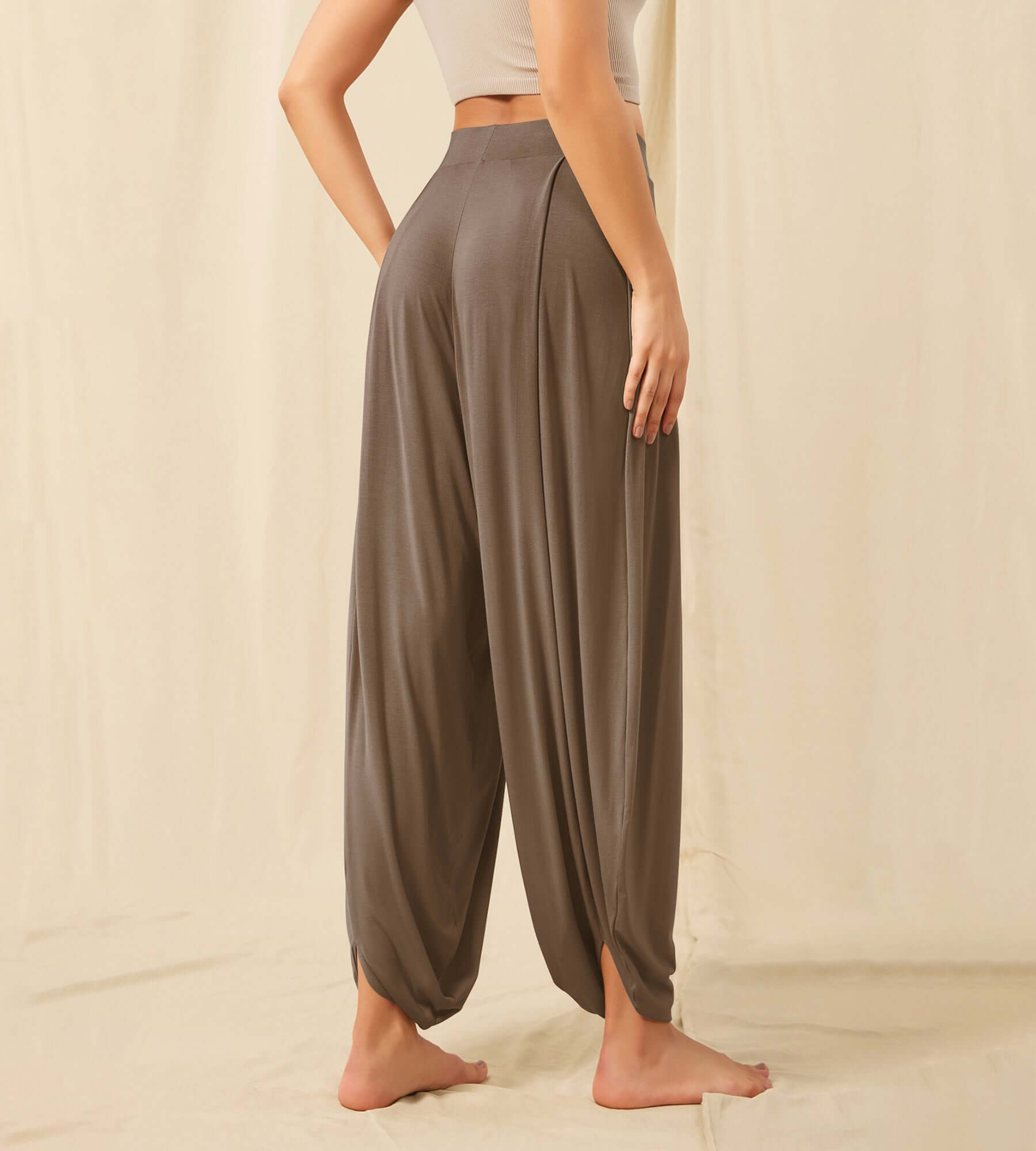 Women's Wide Leg Loose Draped Harem Pants with Pockets - ododos