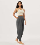 Women's Wide Leg Loose Draped Harem Pants with Pockets - ododos