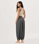 Women's Wide Leg Loose Draped Harem Pants with Pockets - ododos