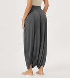 Women's Wide Leg Loose Draped Harem Pants with Pockets - ododos