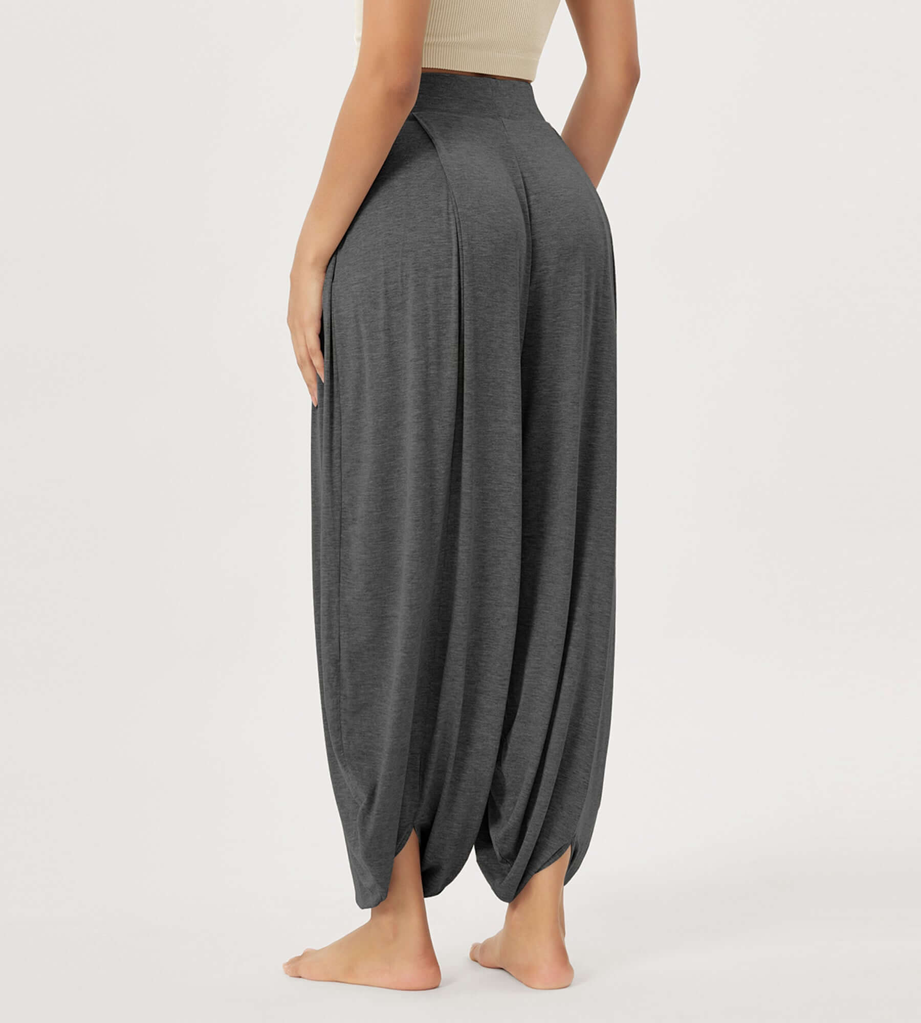 Women's Wide Leg Loose Draped Harem Pants with Pockets - ododos