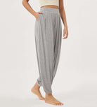 Women's Wide Leg Loose Draped Harem Pants with Pockets - ododos