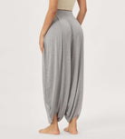 Women's Wide Leg Loose Draped Harem Pants with Pockets - ododos