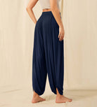 Women's Wide Leg Loose Draped Harem Pants with Pockets - ododos