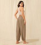 Women's Wide Leg Loose Draped Harem Pants with Pockets - ododos