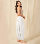 Women's Wide Leg Loose Draped Harem Pants with Pockets - ododos