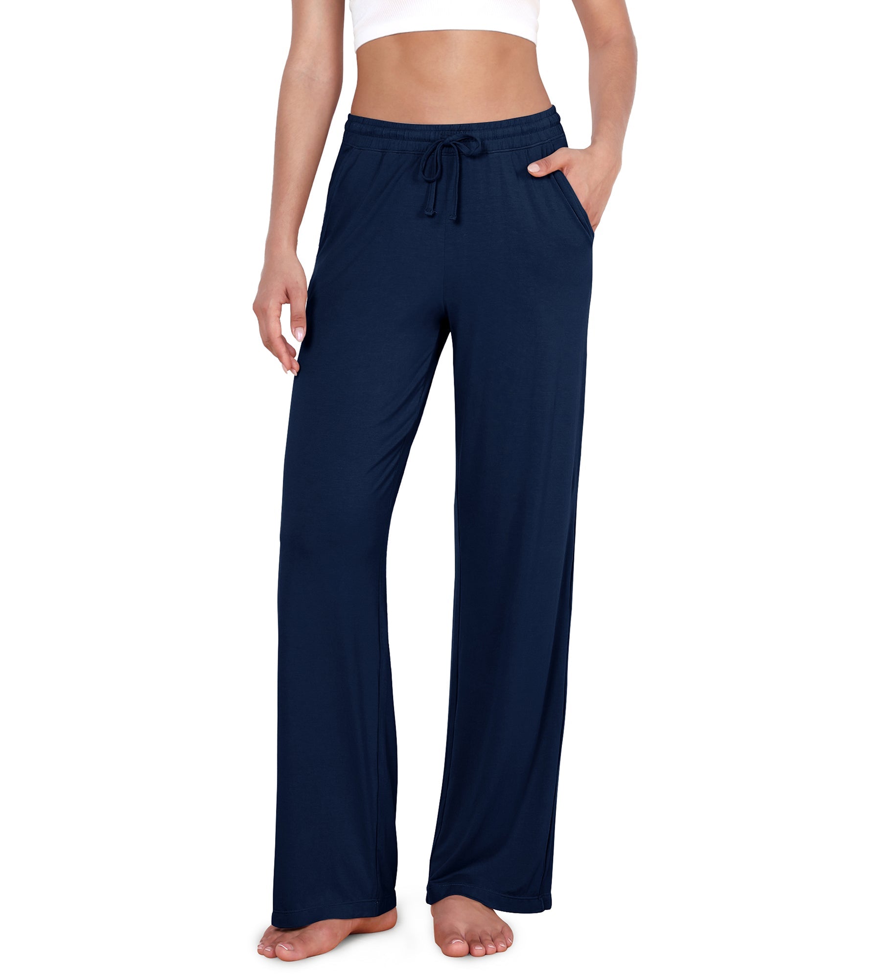 30 Drawstring Lightweight Loose Comfy Lounge Pants with Pockets Navy - ododos
