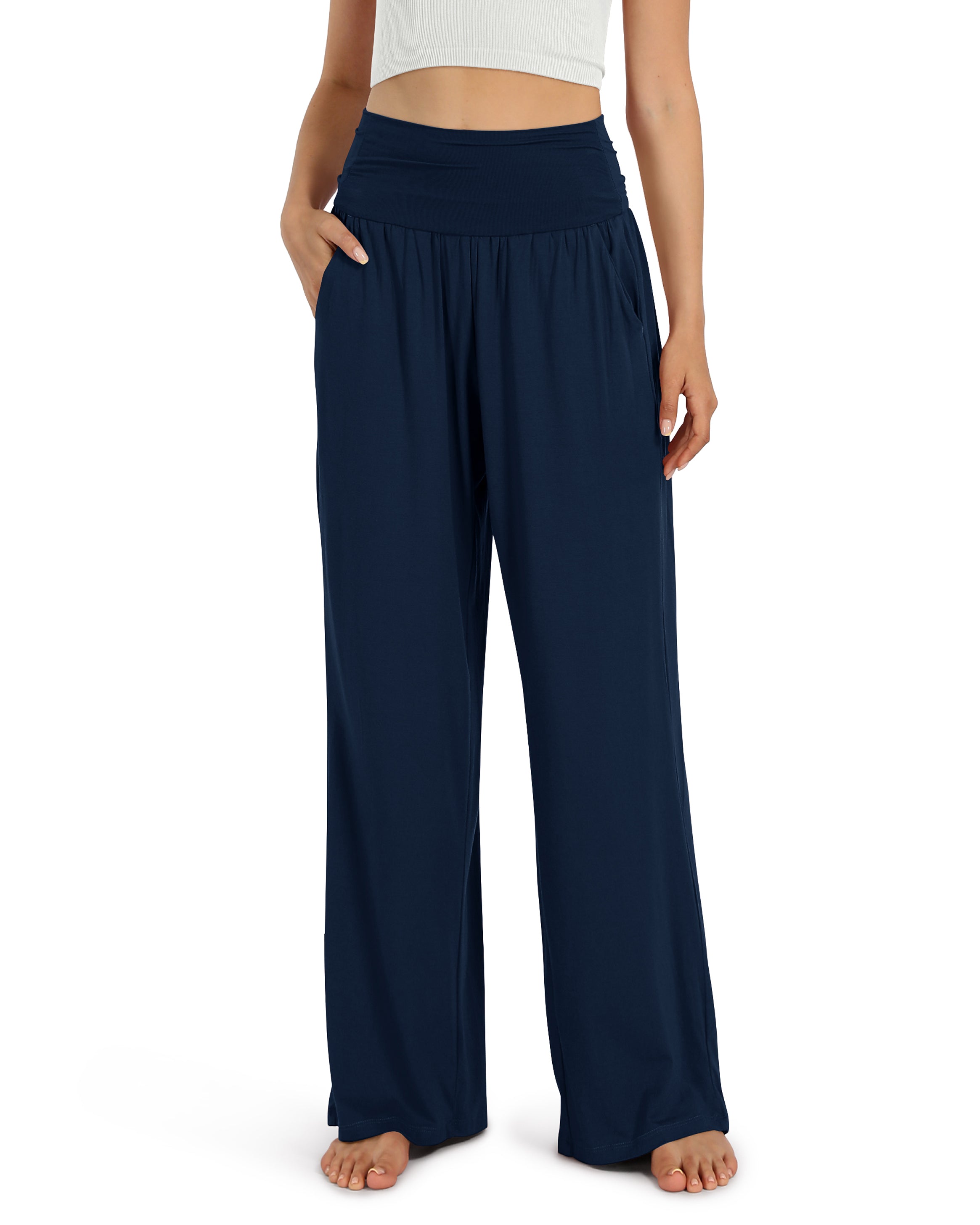 28 Wide Leg Palazzo Loose Comfy Lounge Pants with Pockets - ododos