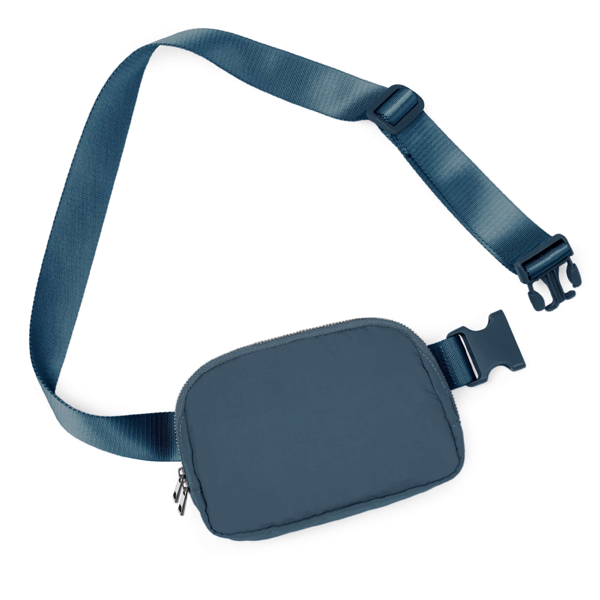 Unisex Two-Way Zip Mini Belt Bag Blue 8 x 2 x 5.5 - ododos