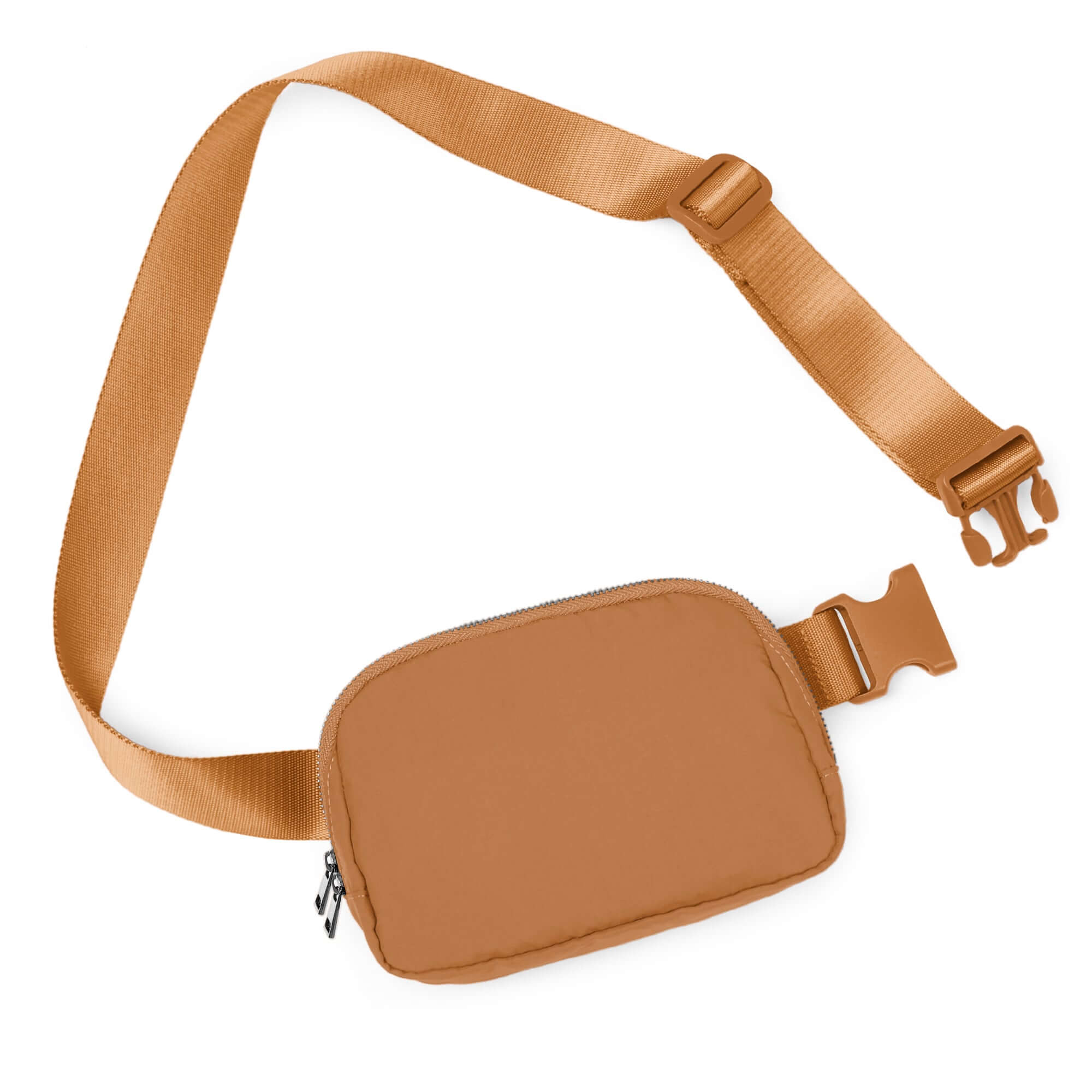 Unisex Two-Way Zip Mini Belt Bag Bronze 8 x 2 x 5.5 - ododos